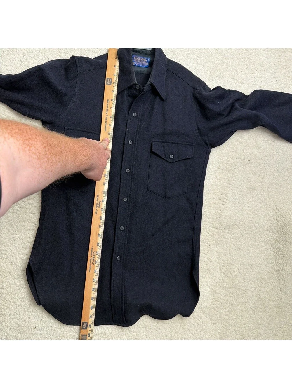 Vintage Pendleton Outdoorsman Wool Shirt Mens S Navy Made in USA